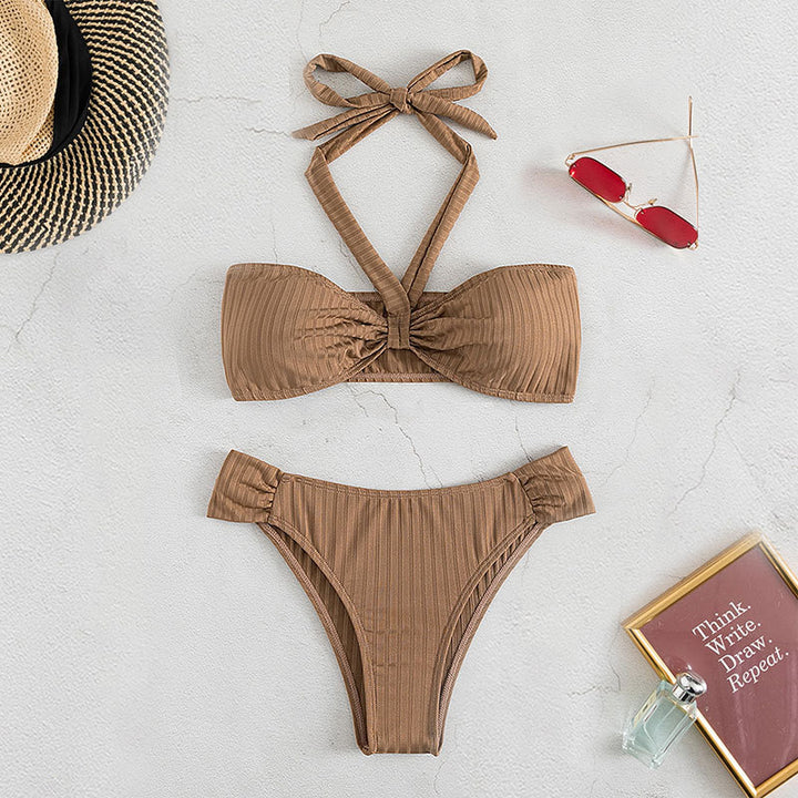 Dame Bandeau-bikini med stilfuld draperet design Skovae