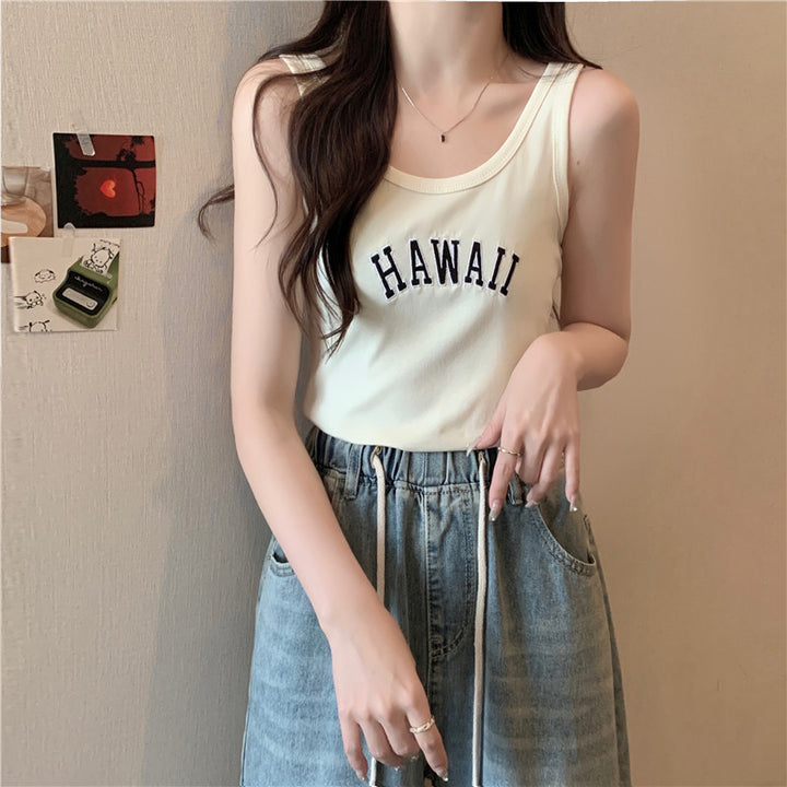 Femme Cropped Grafik Tank Top med fedtrykt tekst Stilla
