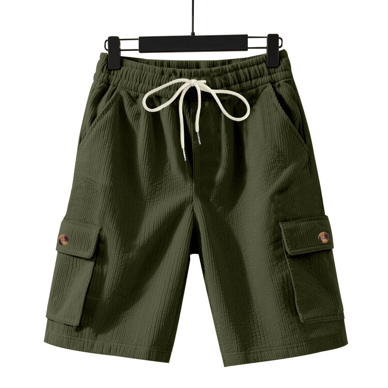 Herren nan Cord-Cargo-Shorts med elastisk tunnelstræk, påsyede cargolommer og blød bomuldsblanding Skovae