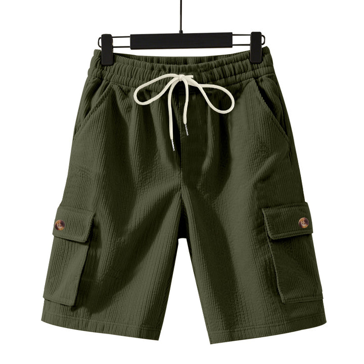 Herren nan Cord-Cargo-Shorts med elastisk tunnelstræk, påsyede cargolommer og blød bomuldsblanding Skovae