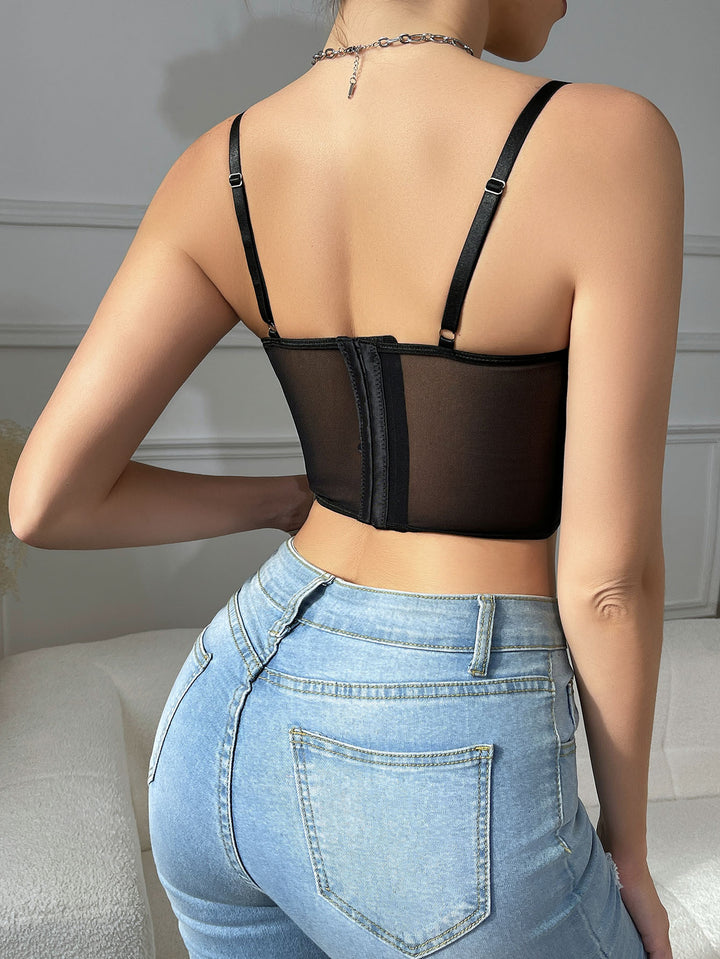 Dame Korsage-top med glitrende strass-accenter og figurskabende design Stilla