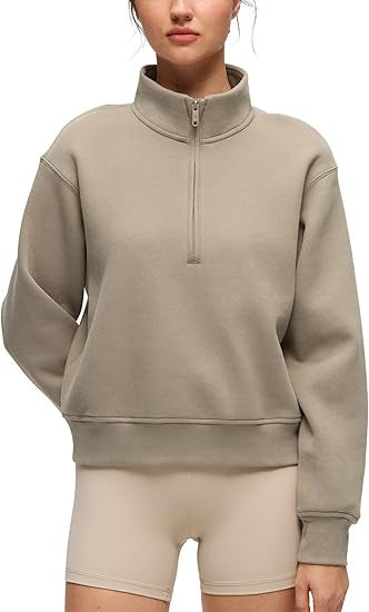 Dame sporty fleece pullover med ståkrave Stilla