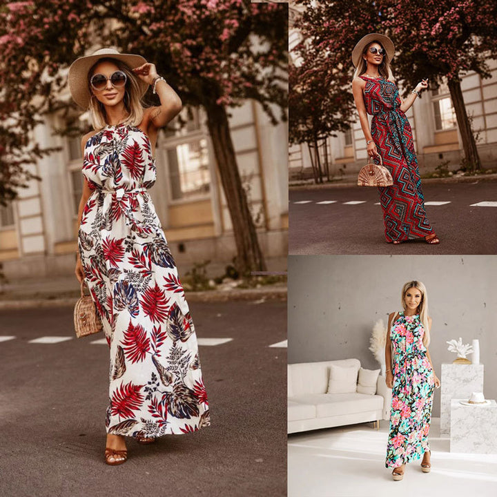 Dame maxikjole med luftige stropper og farverigt blomsterdesign Stilla