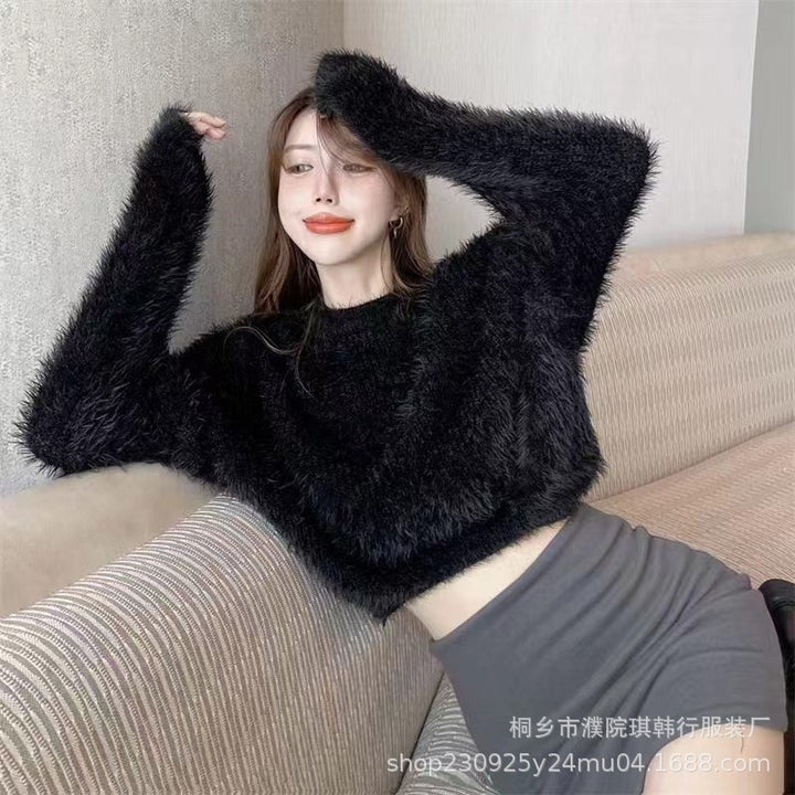 Femme Fluffy Cropped Striktrøje Stilla