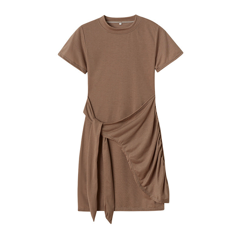 Dame Fritids Draperet T-Shirt Kjole Stilla