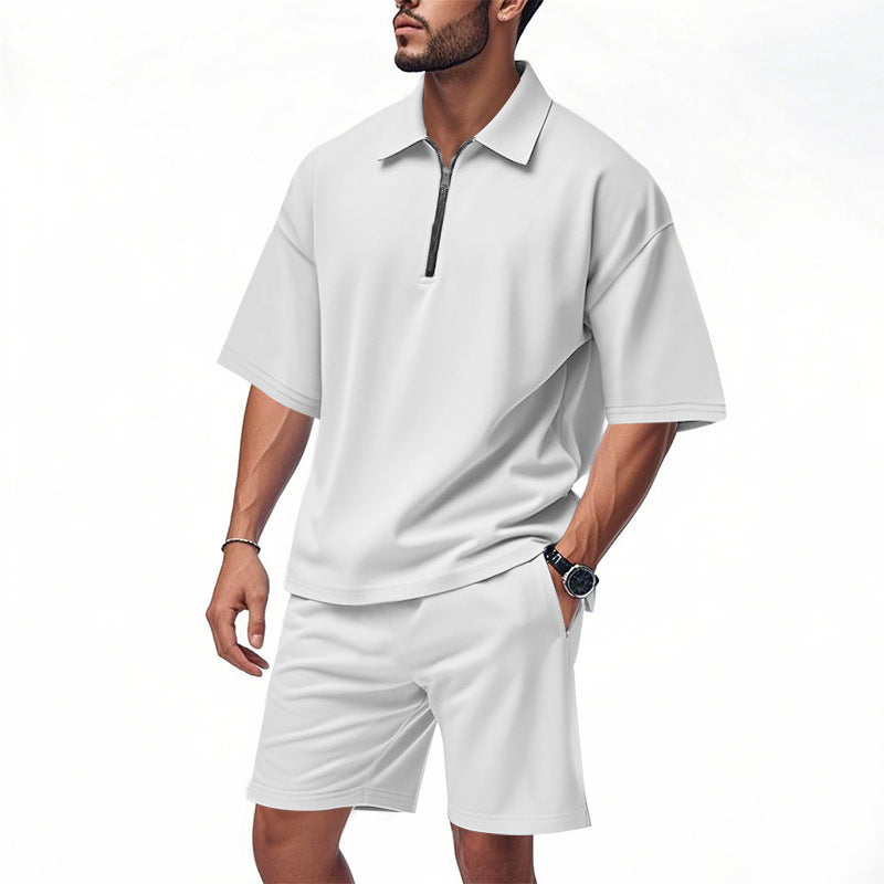 Herren sporty kortærmet outfit med lynlås og elastisk bånd Stilla