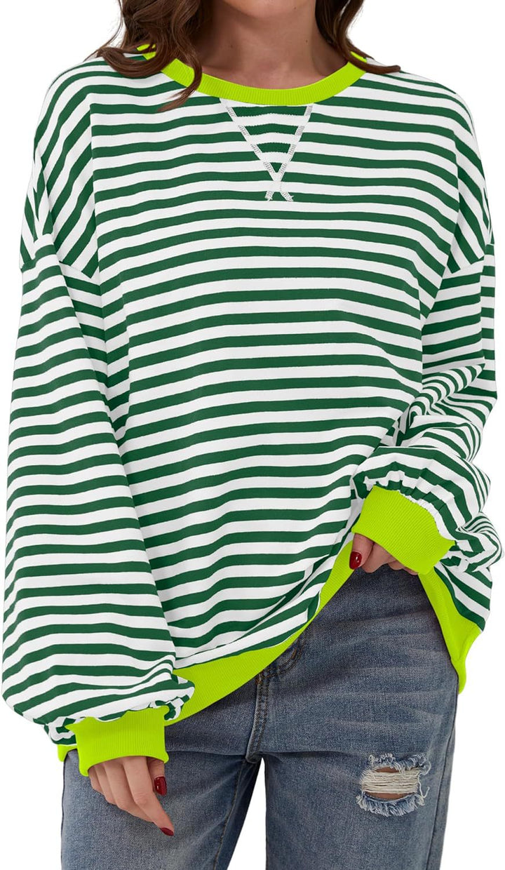 Stilla | Løs Stribet Pullover i Løs Pasform
