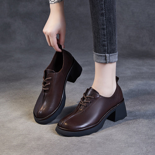 Dame Chunky-hekse-snøre-Oxfords med stilfulde detaljer Stilla