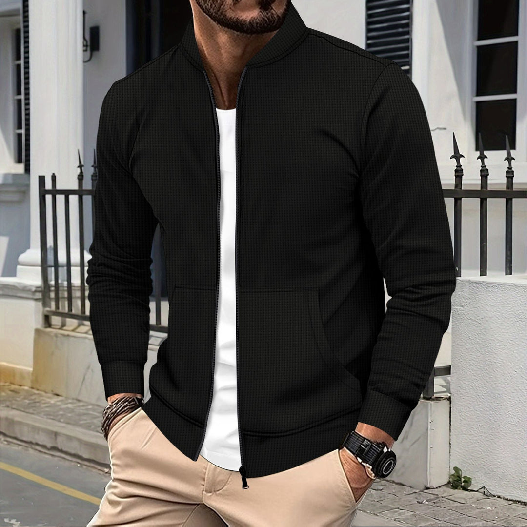 Stilla | Zip Jakke Sporty Pasform Struktureret Stof Ribkanter Forlommer