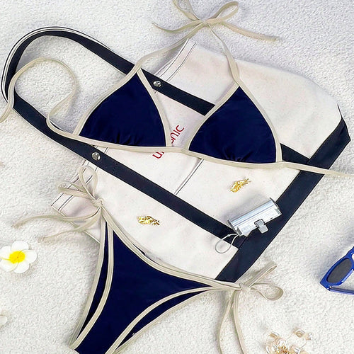 Dame Triangel-Bikini med justerbare stropper og elegant design Skovae