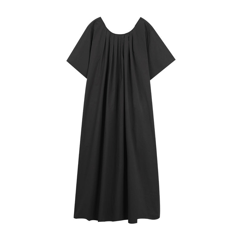 Dame asymmetrisk maxikjole med innovativt drapering og elegante korte ærmer Stilla
