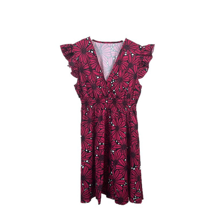 Damer Elegant Floral Kjole med Svingende Kant og Volanger Stilla