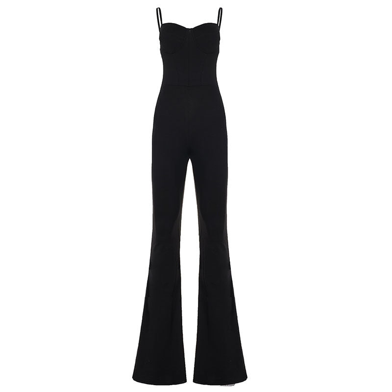 Dame Flared Jumpsuit med stropløs top og figursyet silhuet Skovae