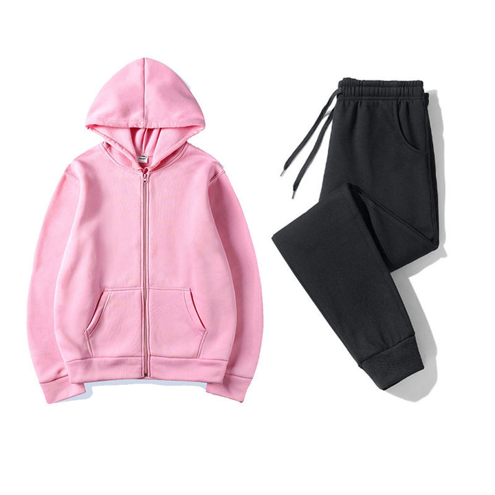 Kvinders sporty hoodie sæt med praktisk lynlås og elastisk talje Skovae