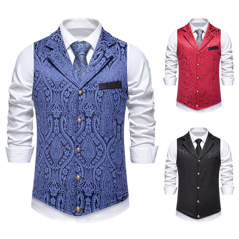 Herrer elegante brokade formel vest Stilla