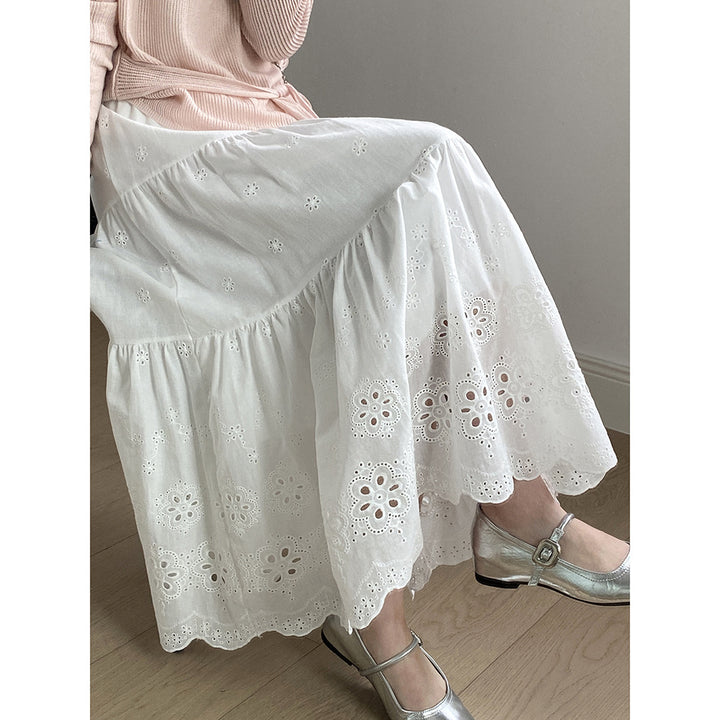 Dame Luftige Longskirt med legende broderier Stilla