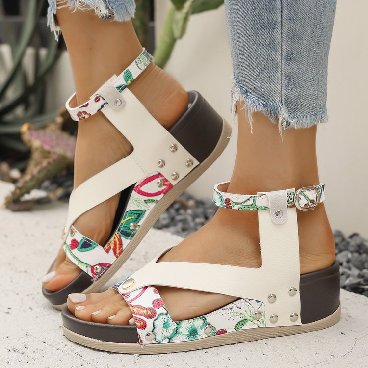 Dame Komfortable Sandaler med blomstret design og justerbar rem Stilla