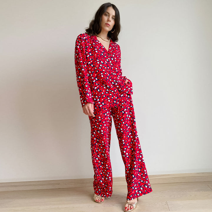 Dame jumpsuit med dyremønster og høje ribkanter Stilla
