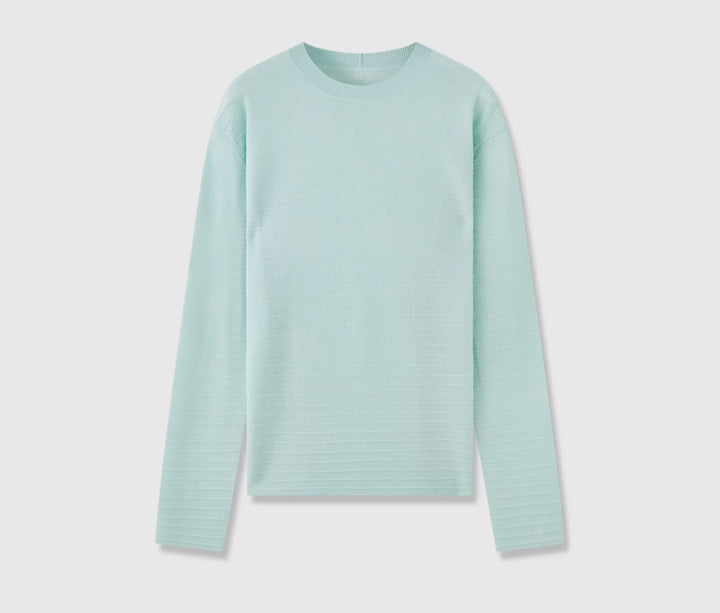 Dame fint strikket langærmet t-shirt med rund halsudskæring og smal pasform Stilla