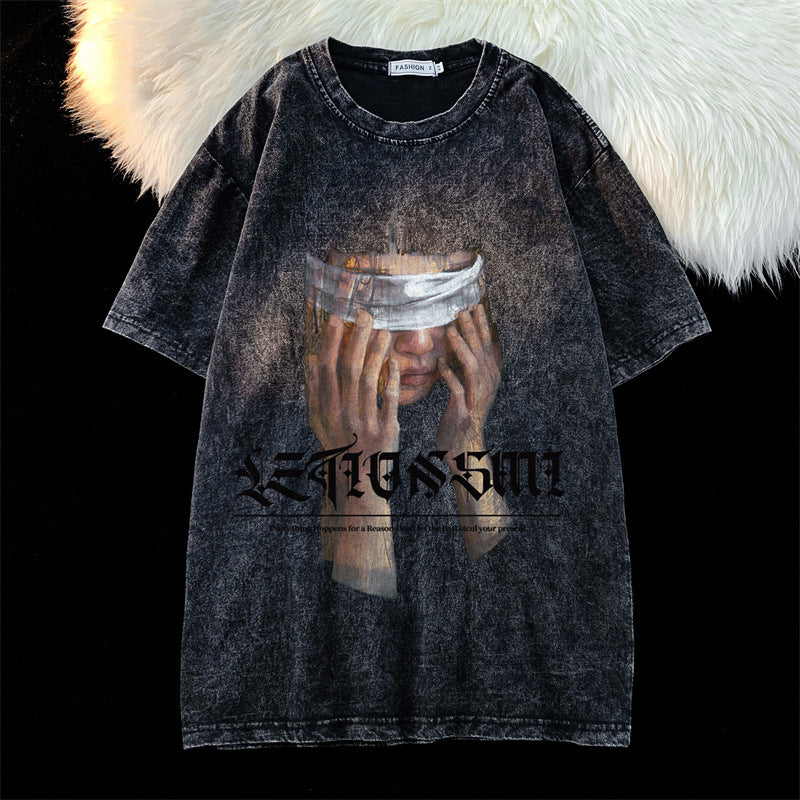 Dame T-shirt med kreativt kunstmotiv og afslappet pasform Stilla