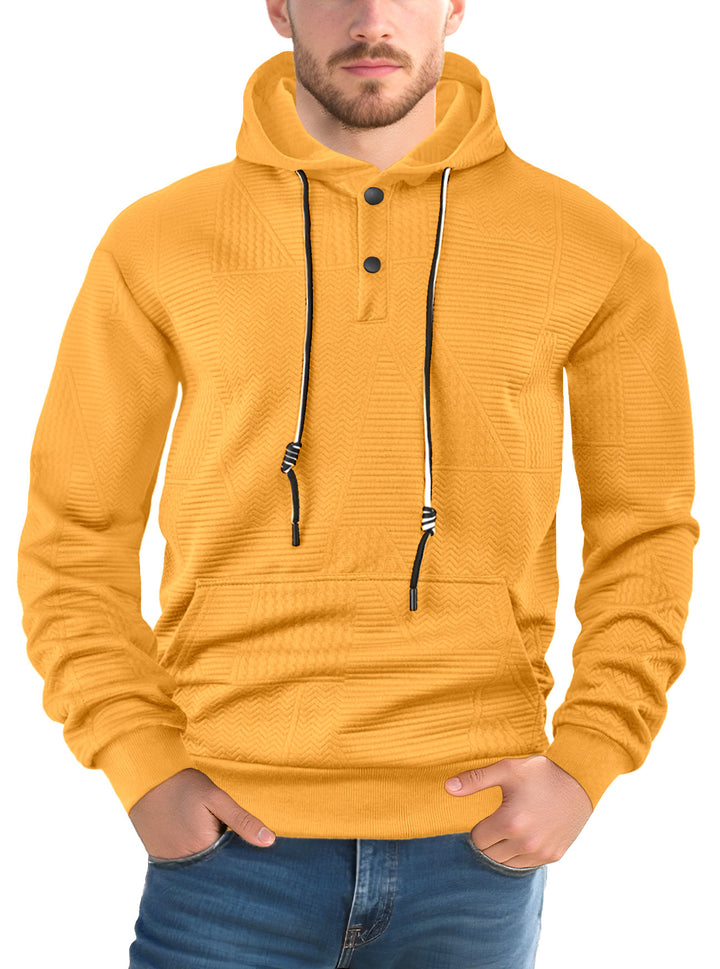 Herren nan struktureret hoodie med trykknaplukning og kængurulomme Skovae
