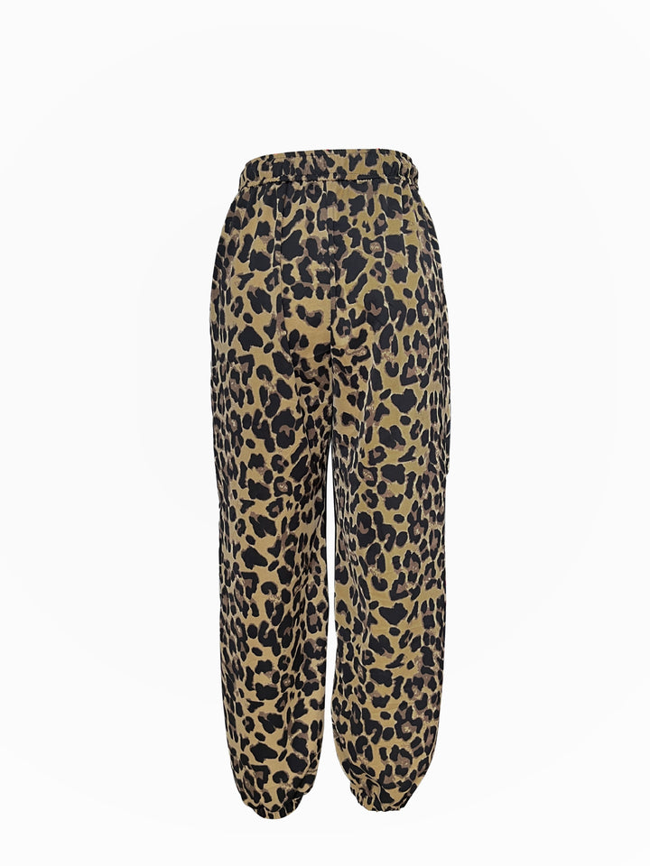 Dame Mode fritidsbukser i leopardmønster med elastisk talje Stilla