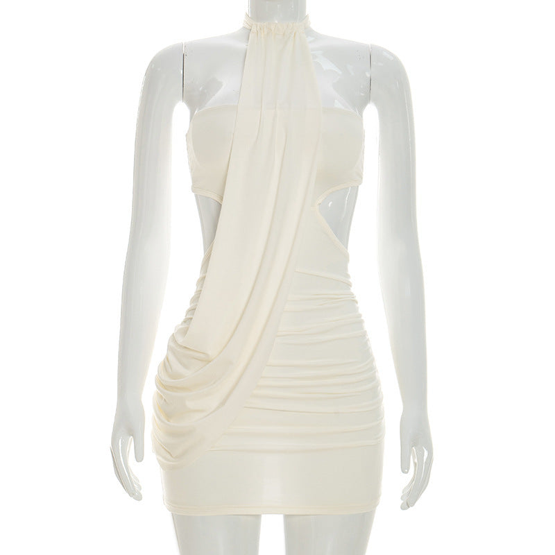 Damen Mini-Kleid mit trendigem Wickeldesign und eleganten Drapierungen Skovae