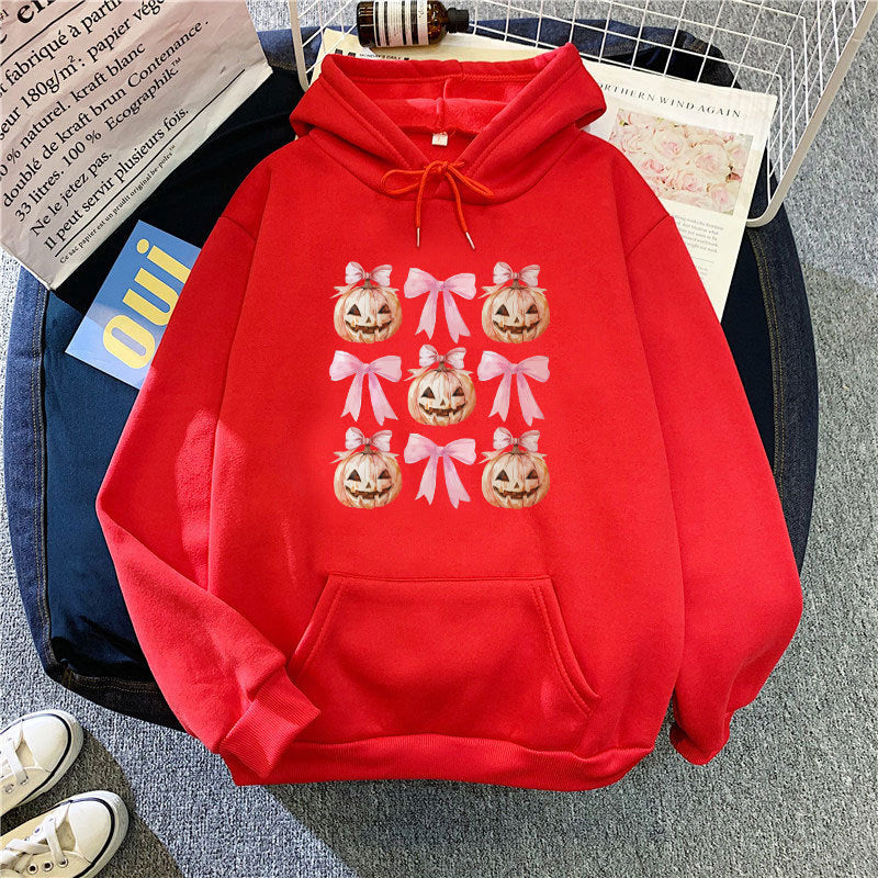 Kvinders Hoodie med Munter Græskar Design Skovae