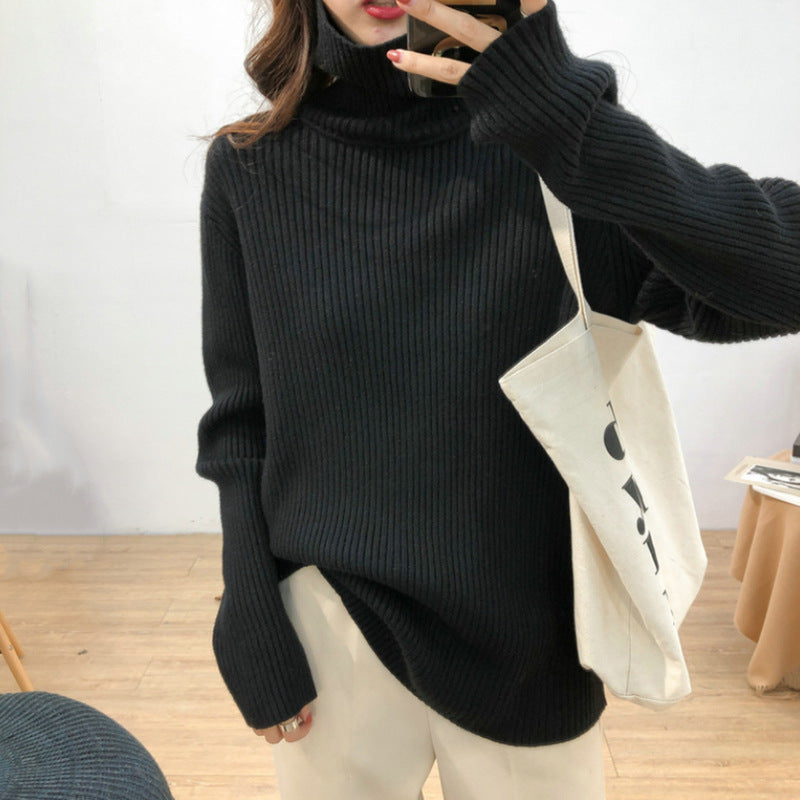 Kvinders varme turtleneck sweater med fin ribstrikket strik Stilla
