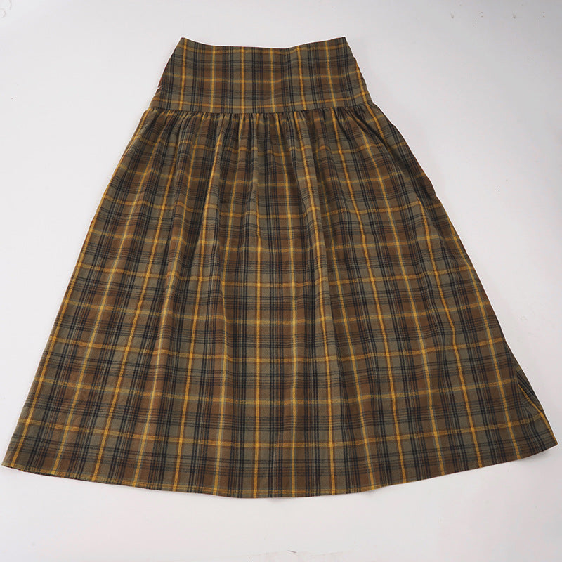 Dame Maxi skirt with checked pattern and elastic waistband Skovae