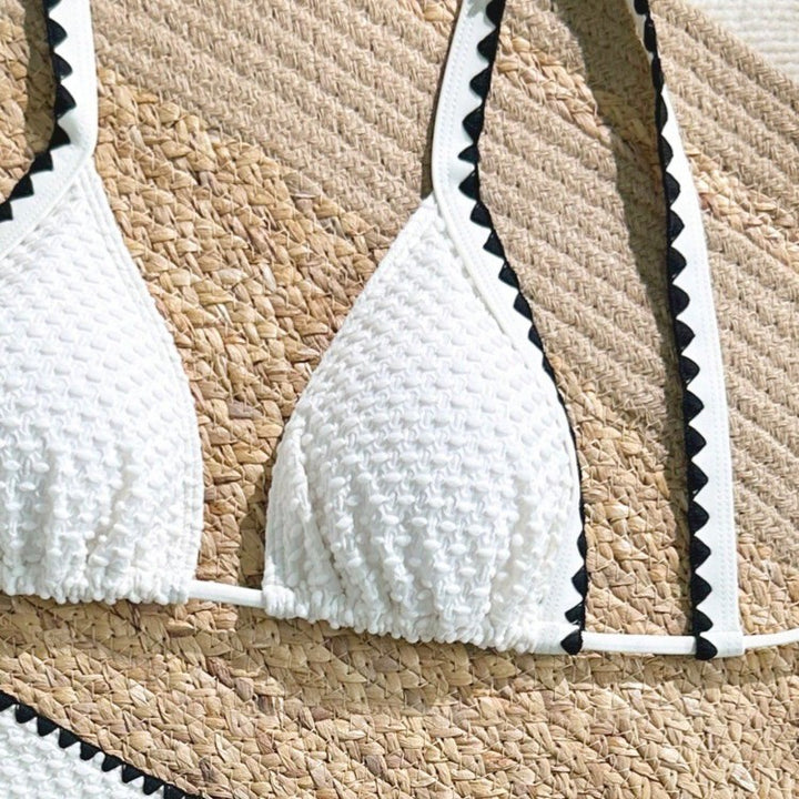 Dame Bikini-sæt med raffinerede flæsedetaljer og justerbare stropper Skovae