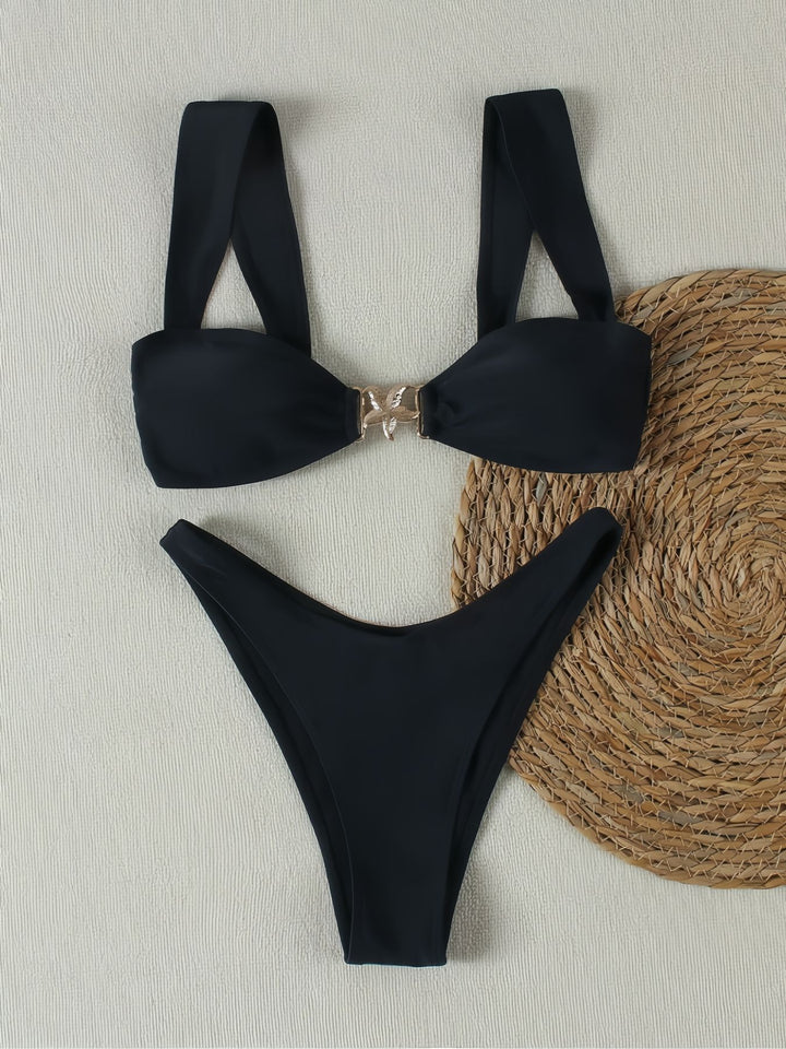 Dame bikini-sæt med elegant knude-detalje og høj kvalitet bindemønster Skovae