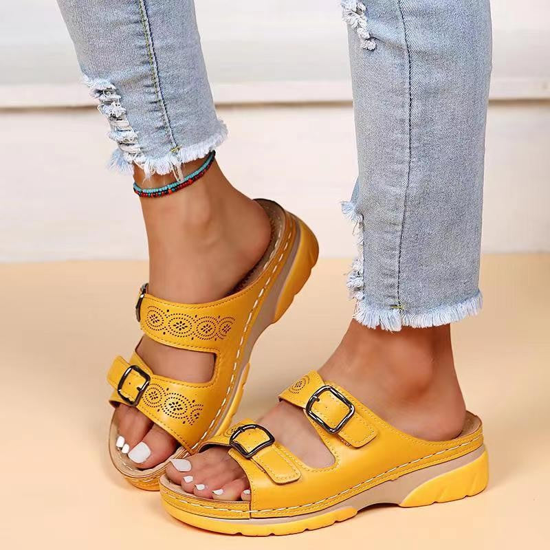 Dame Wedge-sandaler med justerbare remme og åndbart overmateriale Stilla