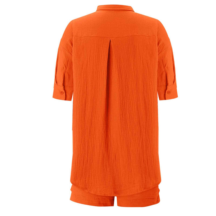 Dame afslappet sæt med kortærmet top og shorts lavet af let bomuldsstof Stilla