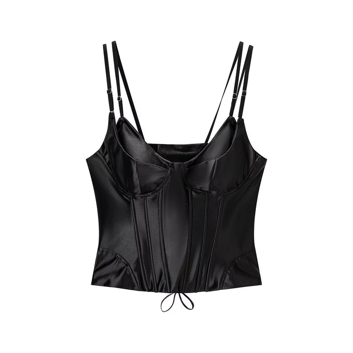 Dame korset-top med luksuriøs satin-finish og justerbare stropper Skovae