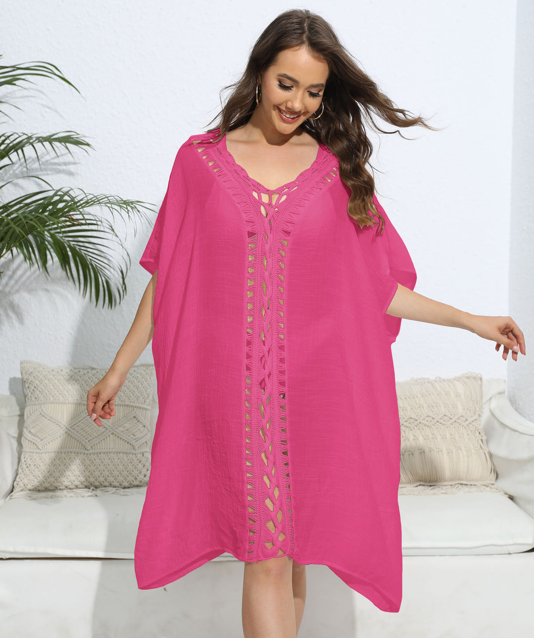 Dame Gitterdetalje Strand Kaftan Stilla