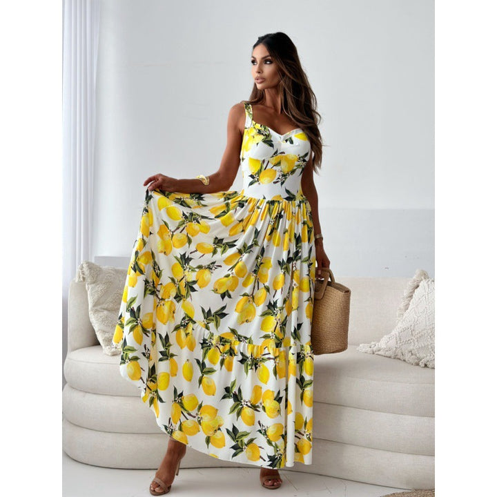 Dame Floral Print Højslids Maxikjole Stilla