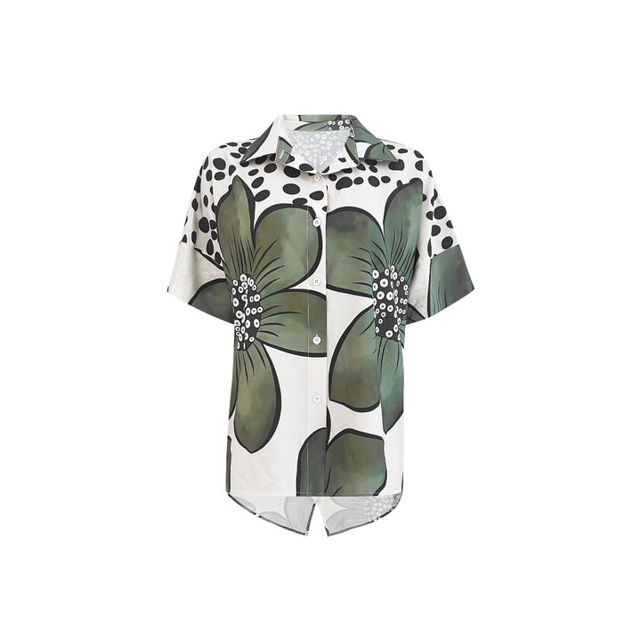 Dame Løs tunika-top med blomstertryk og stribet design Stilla