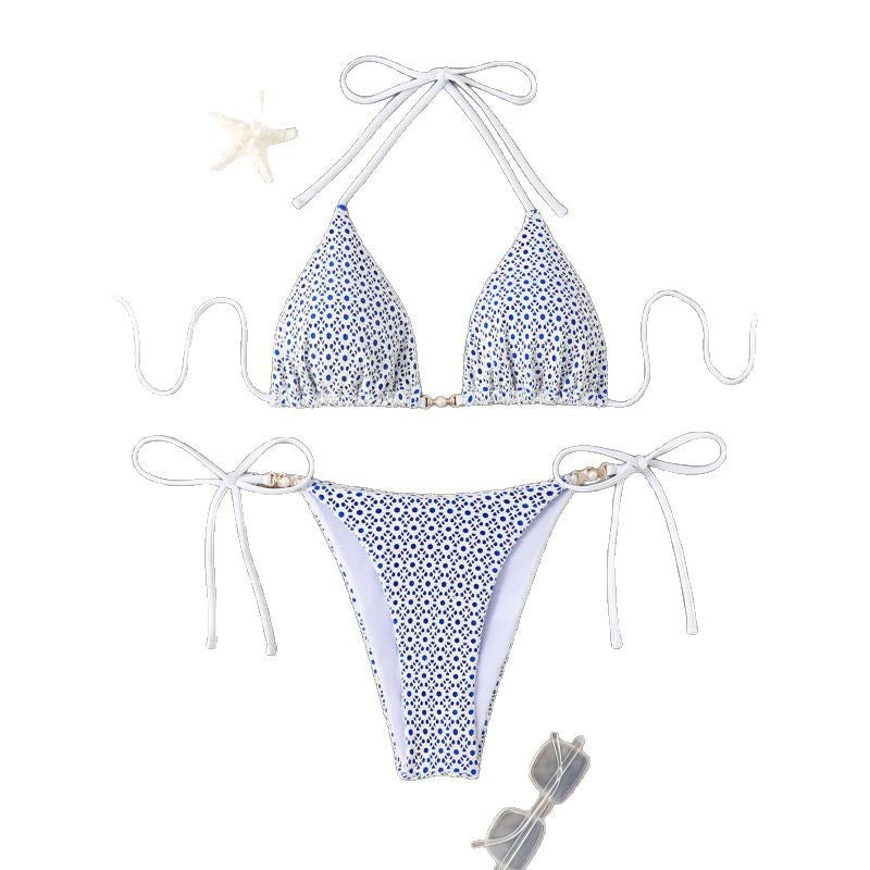 Dame triangel-bikini med kontrasterende detaljer Skovae