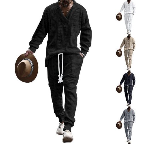 Herrer Strik Pullover og Joggingbukser Sæt Stilla
