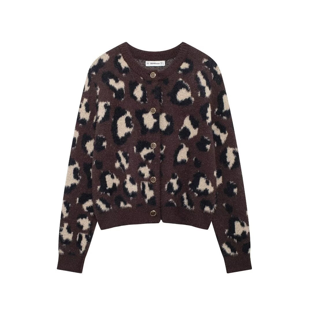 Damer Cozy Leopard Sweater Stilla