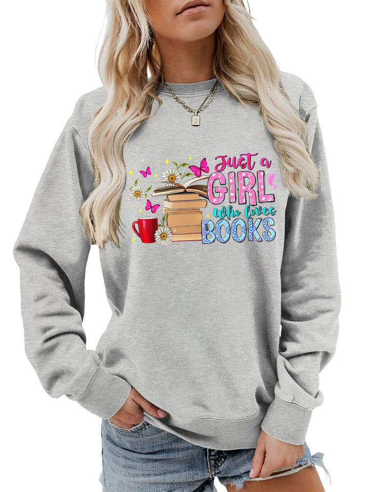 Kvinders sweatshirt med iøjnefaldende bogmotiv og afslappet pasform Stilla