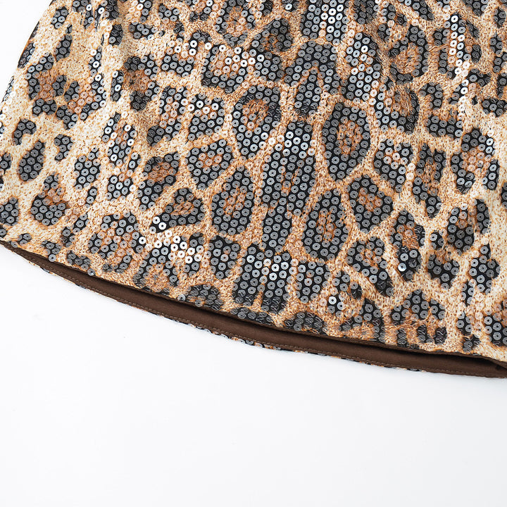 Dame Glitrende Mini nederdel i leopardmønster med elastisk talje og høj kvalitet forarbejdning Stilla