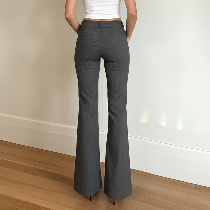Dame Flared Jeans med moderigtigt stribemønster og høj talje Skovae