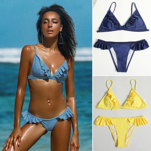 Dame Triangel-Bikini med Rüschen Skovae