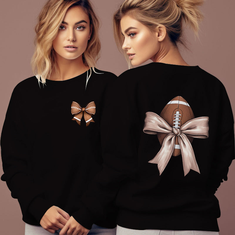 Dame sweatshirt med sødt fodboldmotiv og sløjfeaccent Stilla