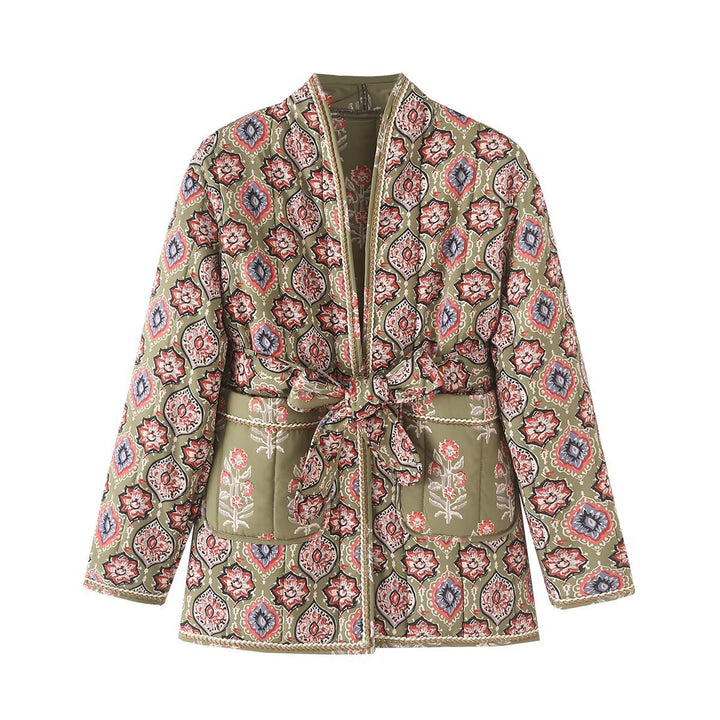 Femme quiltet Floral Print Utility Jacket Stilla