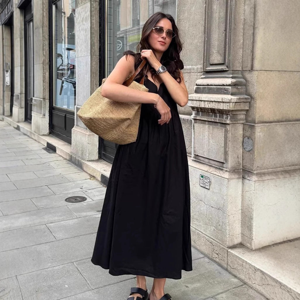 Dame Maxikjole med flæsedetaljer og flydende snit Stilla