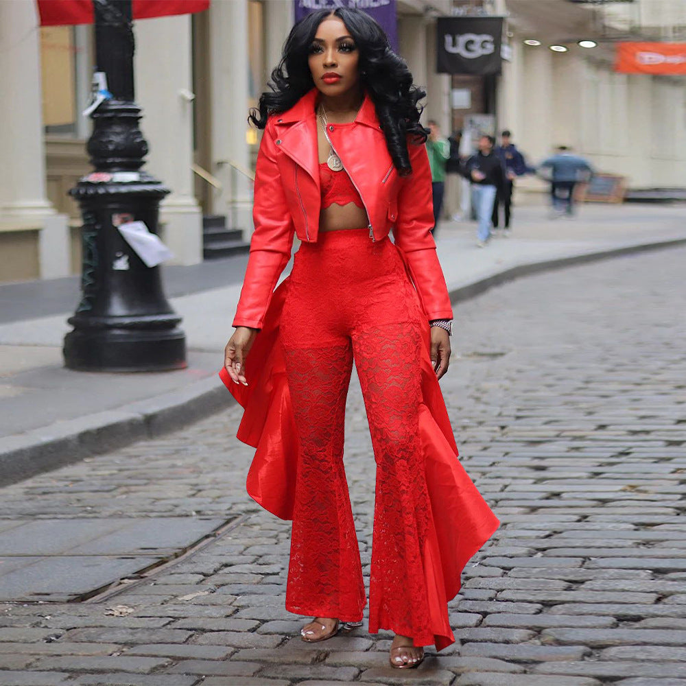 Dame elegant outfit med spidset bukser og cropped jakke Stilla