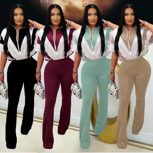 Dame Elegant og behagelig jumpsuit med stilfuld krave og bredt ben Stilla